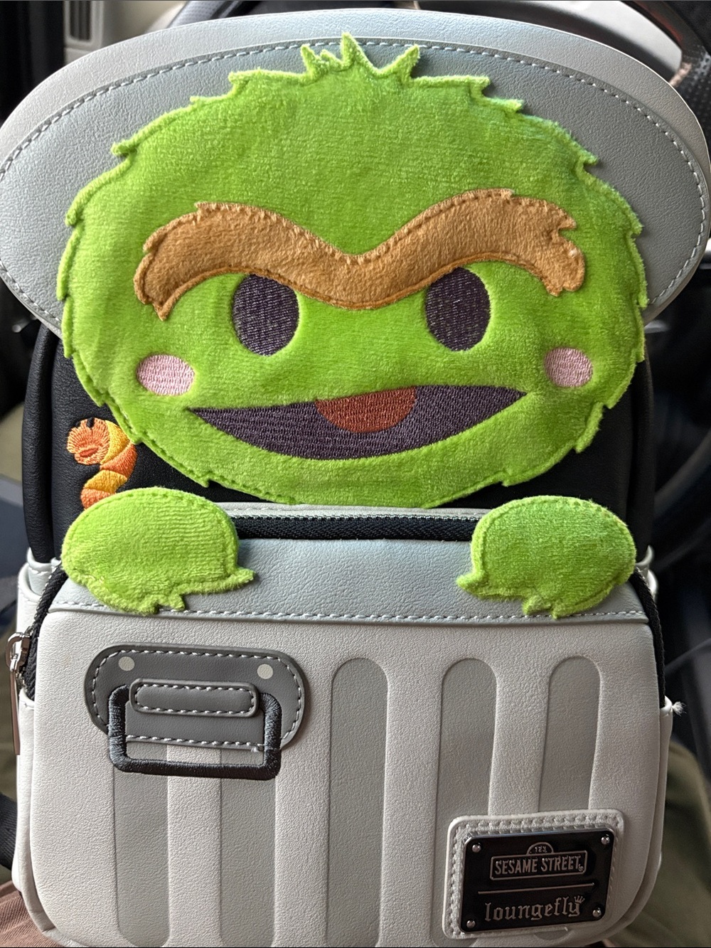 Loungefly x Sesame Street Oscar the Grouch Plush Backpack Purse - Green - Picture 1 of 3